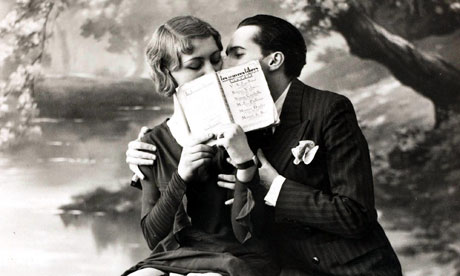 Valentine's Day books interactive: a postcard of a couple, c 1920s